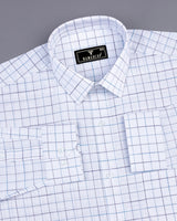 Medora SkyBlue Check White Linen Formal Cotton Shirt