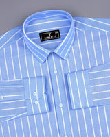 Opole Blue With White Stripe Oxford Cotton Formal Shirt