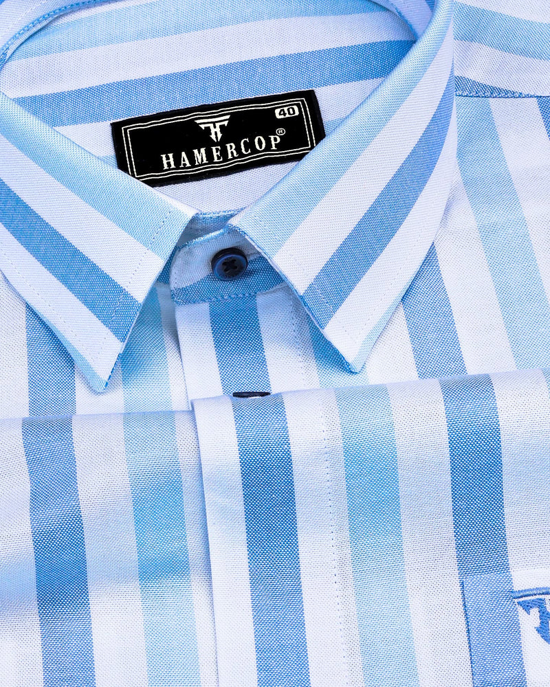 Union Blue With White Stripe Oxford Cotton Shirt