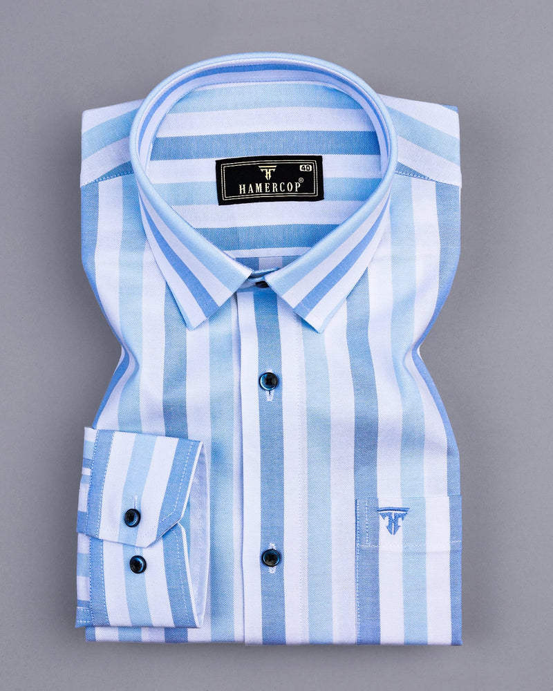 Union Blue With White Stripe Oxford Cotton Shirt