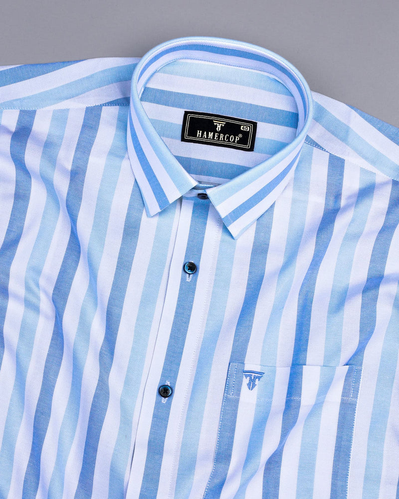 Union Blue With White Stripe Oxford Cotton Shirt