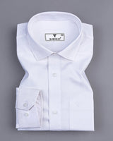 Jordan White Self Check Dobby Cotton Solid Shirt