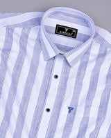 Castor Blue With White Stripe Amsler Linen Formal Shirt