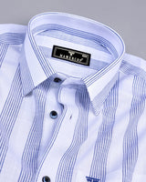 Castor Blue With White Stripe Amsler Linen Formal Shirt