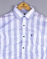 Castor Blue With White Stripe Amsler Linen Formal Shirt