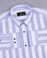 Castor Blue With White Stripe Amsler Linen Formal Shirt