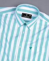 Otter Green With White Stripe Oxford Cotton Shirt