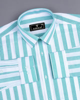 Otter Green With White Stripe Oxford Cotton Shirt