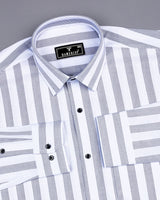 Otter Gray With White Stripe Oxford Cotton Shirt