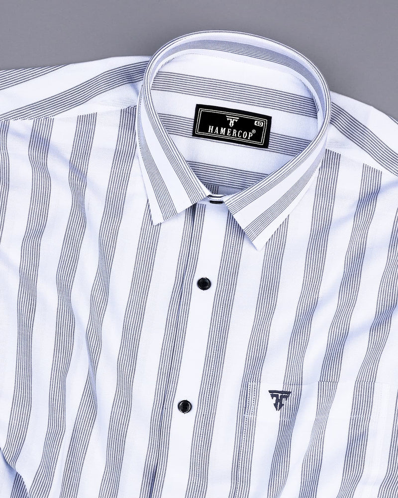 Otter Gray With White Stripe Oxford Cotton Shirt