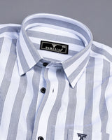 Otter Gray With White Stripe Oxford Cotton Shirt