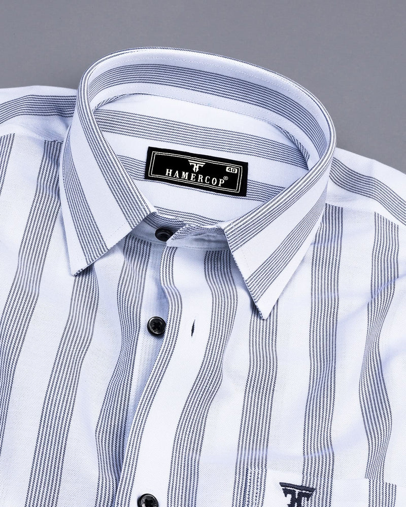 Otter Gray With White Stripe Oxford Cotton Shirt