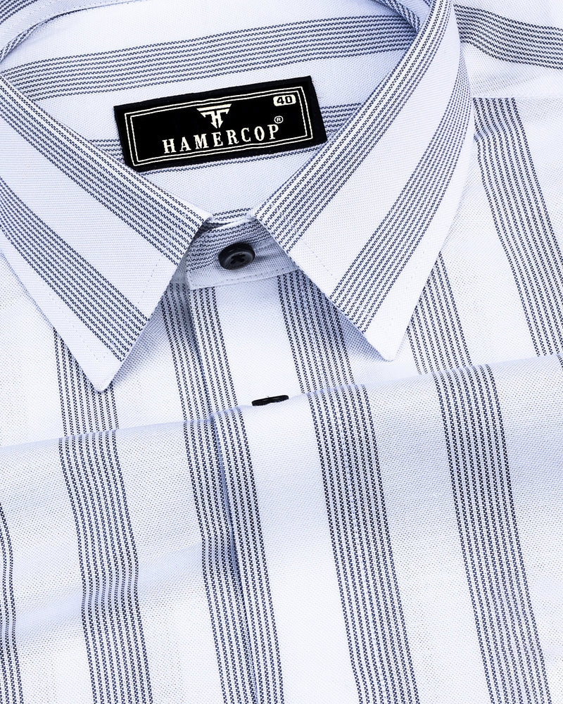 Otter Gray With White Stripe Oxford Cotton Shirt