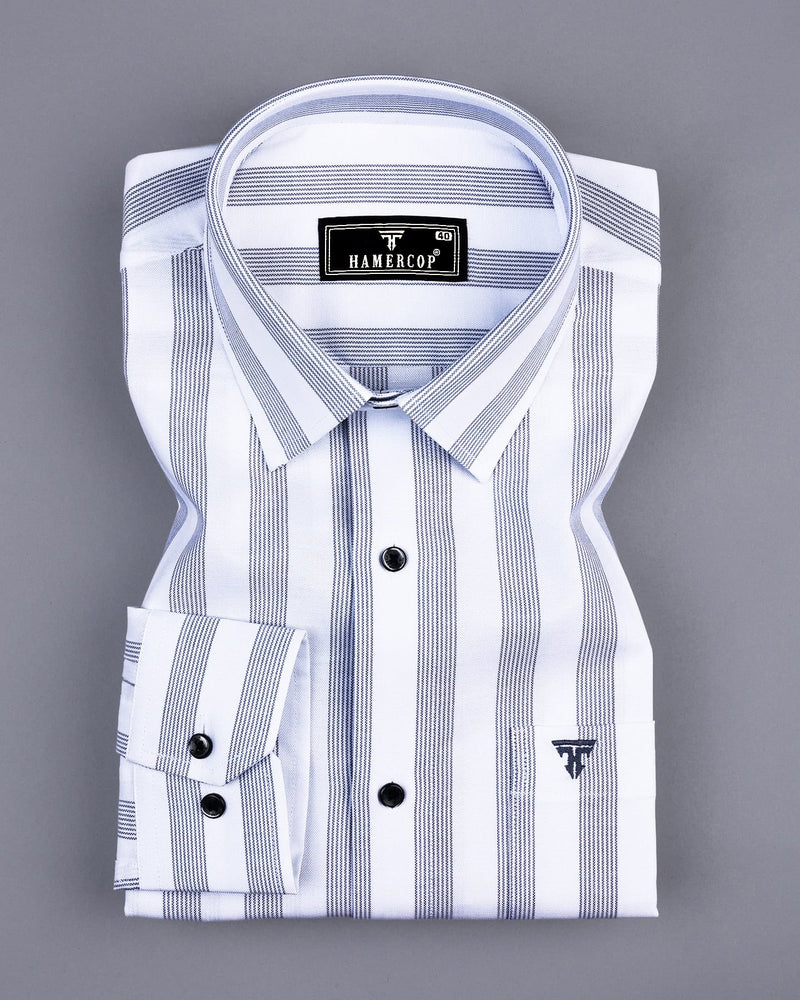 Otter Gray With White Stripe Oxford Cotton Shirt