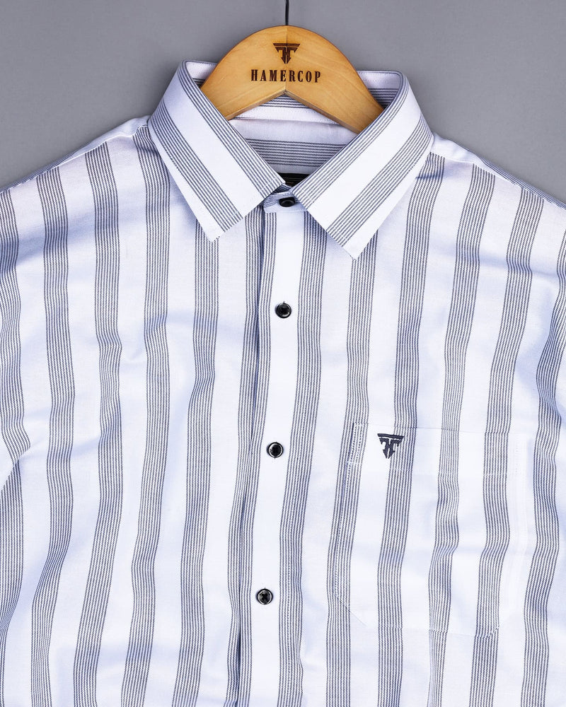 Otter Gray With White Stripe Oxford Cotton Shirt