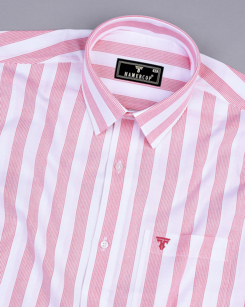 Otter Pink With White Stripe Oxford Cotton Shirt