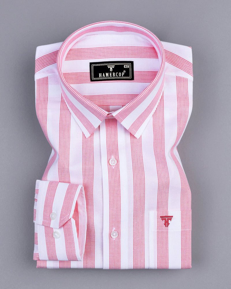 Otter Pink With White Stripe Oxford Cotton Shirt