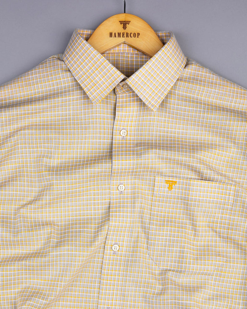 Dublin Gray With Yellow Check Linen Cotton Shirt