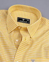 Dublin Yellow With Gray Check Linen Cotton Shirt