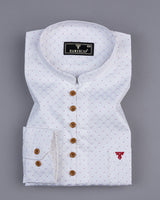 Vosto Pink Dot Printed White Satin Cotton Shirt Style Kurta