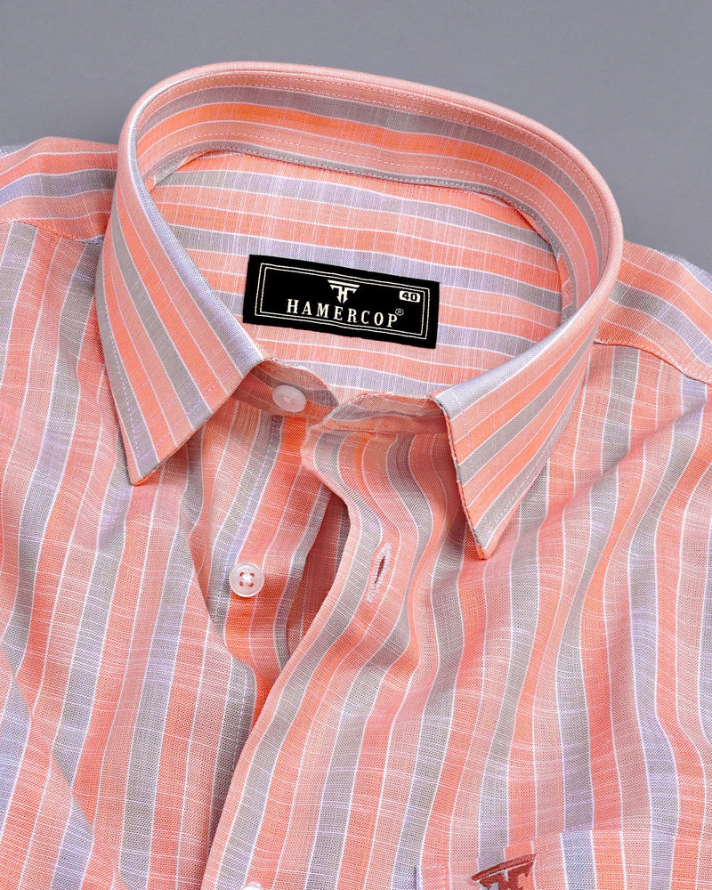 Flint Orange Multicolored Stripe Amsler Cotton Shirt