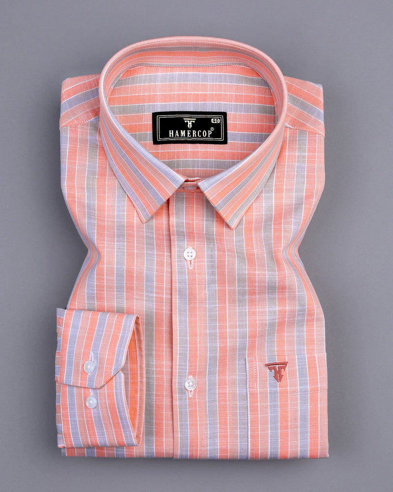 Flint Orange Multicolored Stripe Amsler Cotton Shirt