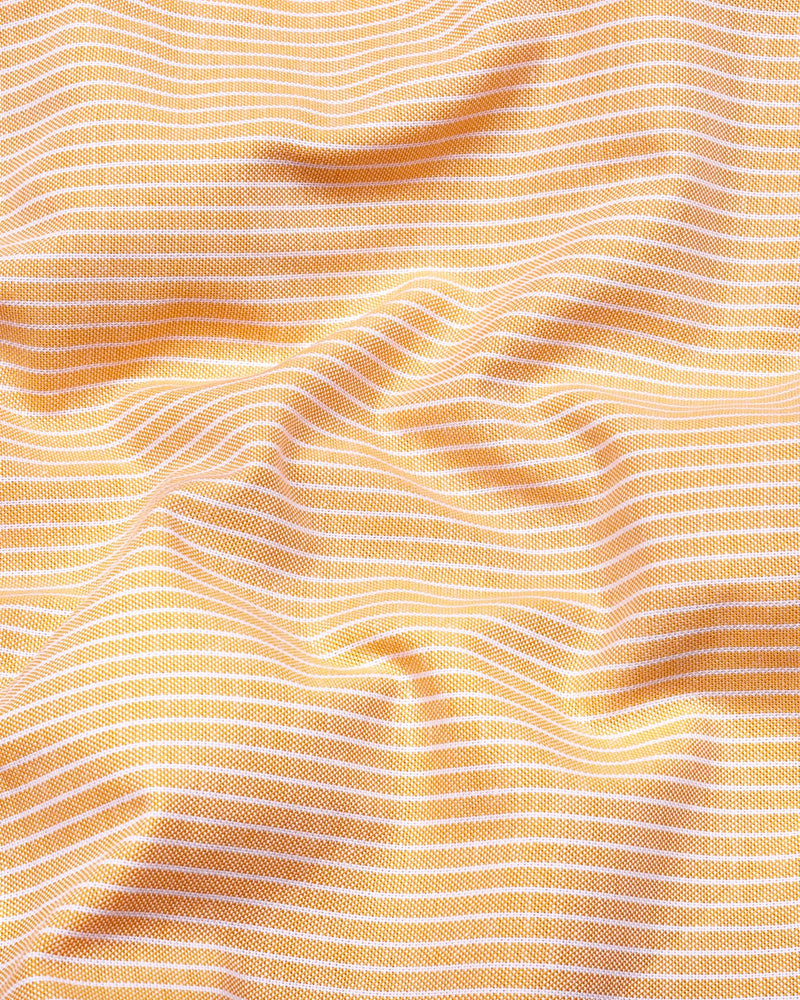 Yellow Pencil Stripe Oxford Cotton Designer Shirt