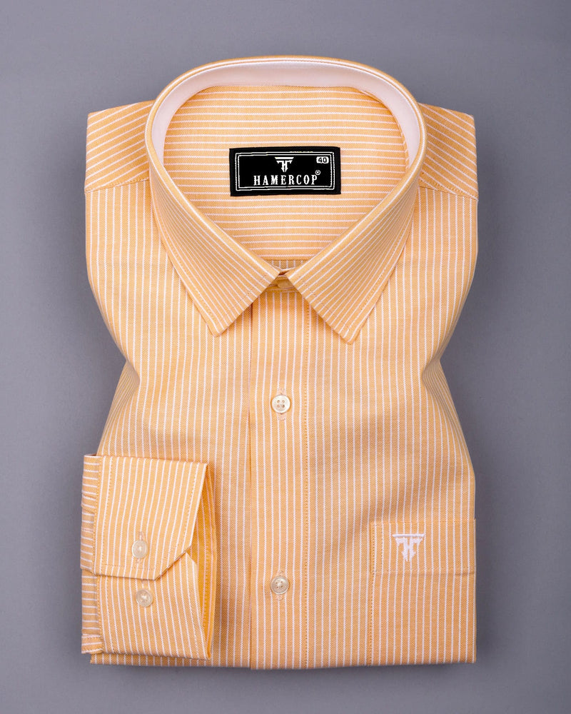 Yellow Pencil Stripe Oxford Cotton Designer Shirt