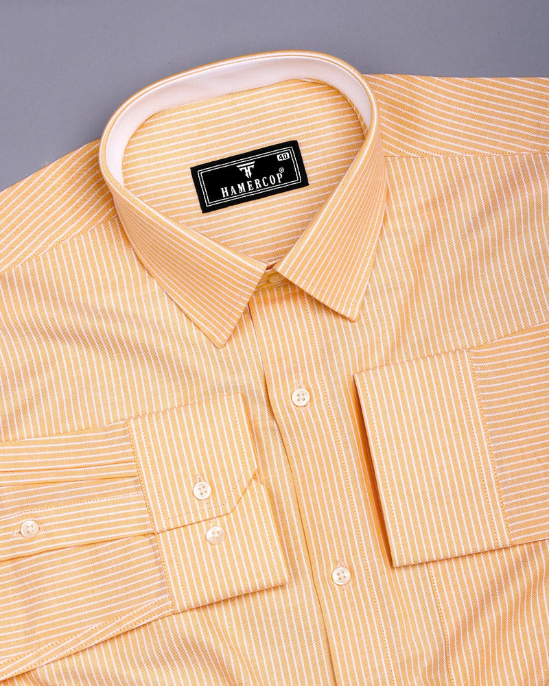 Yellow Pencil Stripe Oxford Cotton Designer Shirt