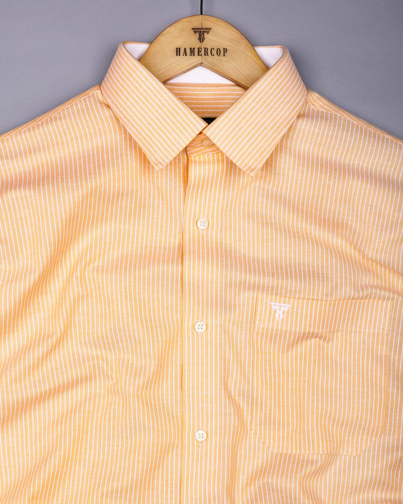 Yellow Pencil Stripe Oxford Cotton Designer Shirt