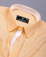 Yellow Pencil Stripe Oxford Cotton Designer Shirt