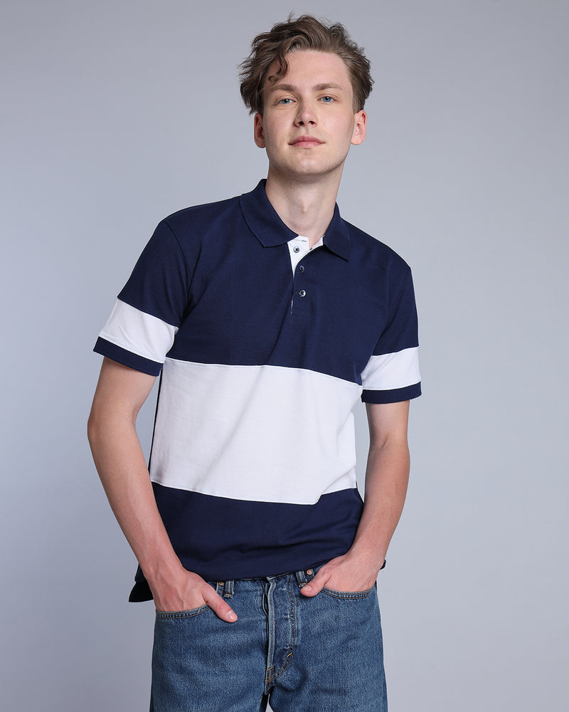 NavyBlue With White Pique Pima Designer T-Shirt – Hamercop