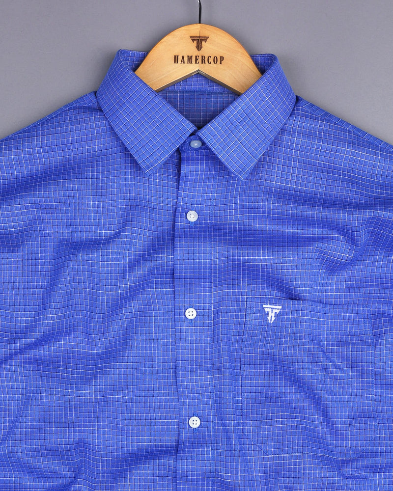 Luton Blue Check Amsler Cotton Formal Shirt