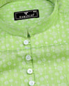 Modena Green Circle Chain Printed Linen Cotton Shirt Style Kurta