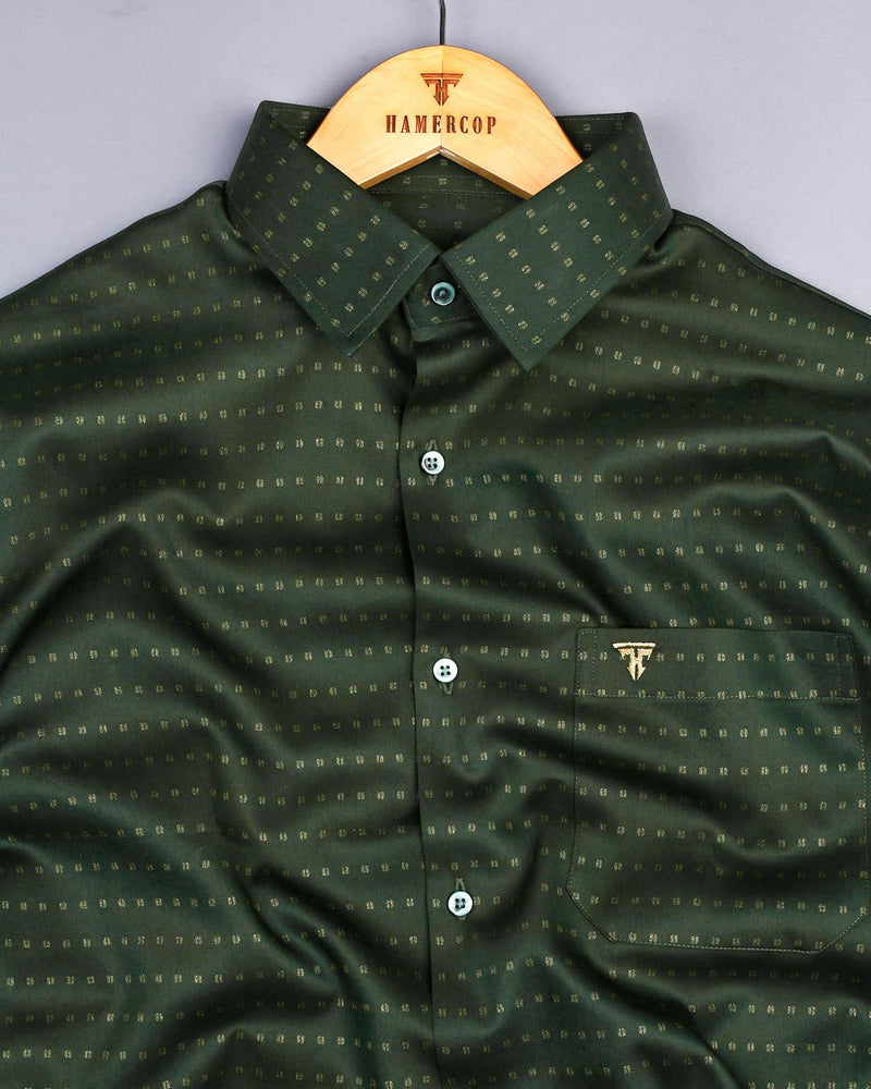 Green Glitter Printed Soft Satin Cotton Shirt