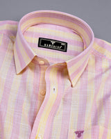 Anzio Yellow With Pink Stripe Amsler Cotton Formal Shirt