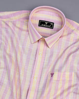 Anzio Yellow With Pink Stripe Amsler Cotton Formal Shirt