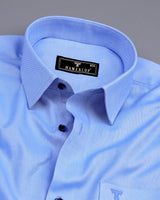 Helium Blue Oxford Cotton Jacquard Formal Shirt