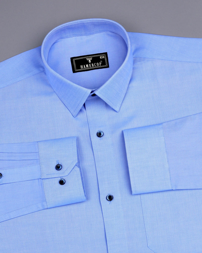 Helium Blue Oxford Cotton Jacquard Formal Shirt