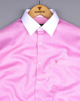 Taffy Pink Hexagon Shaped Dobby Cotton Designer Shirt