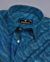 Chlorin Blue Jacquard Textured Cotton Shirt