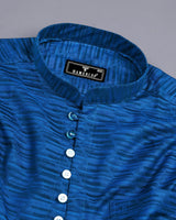 Pantone Blue Jacquard Textured Cotton Shirt Style Kurta