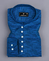 Pantone Blue Jacquard Textured Cotton Shirt Style Kurta