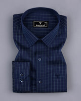 NavyBlue With Green Check Formal Cotton Shirt