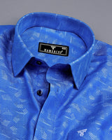 Vicenza Blue Jacquard Textured Premium Cotton Shirt