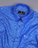 Vicenza Blue Jacquard Textured Premium Cotton Shirt