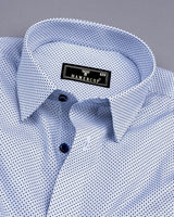 Stendal Blue With White Poplin Printed Cotton Shirt