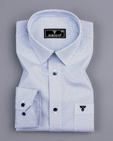 Stendal Blue With White Poplin Printed Cotton Shirt