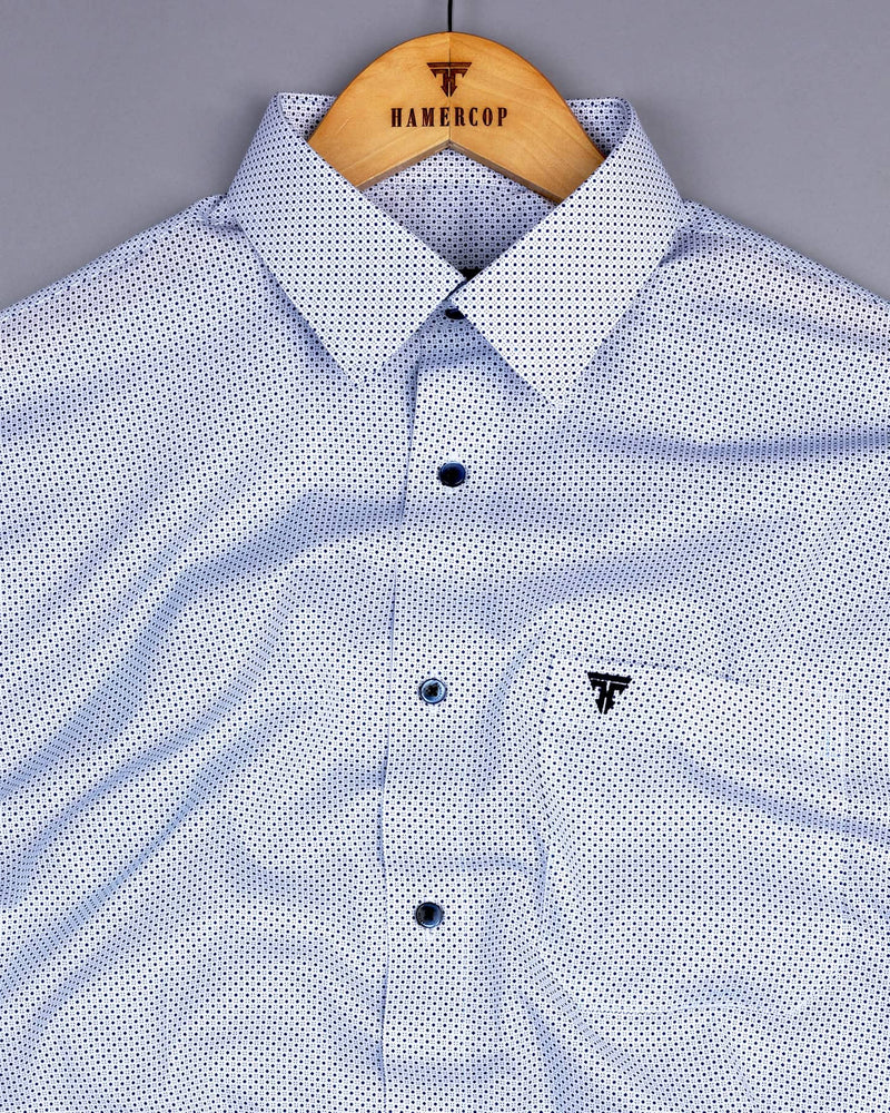 Stendal Blue With White Poplin Printed Cotton Shirt