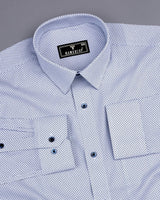 Stendal Blue With White Poplin Printed Cotton Shirt